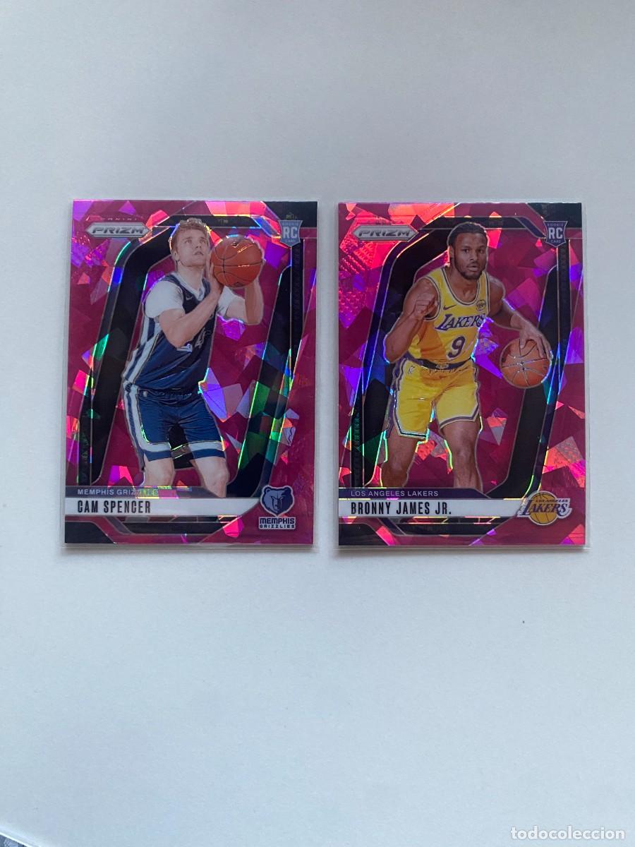 Coleccionismo deportivo: Lote Cartas NBA Panini Prizm Pink Ice RC &ndash; Bronny James Jr. + Cam Spencer