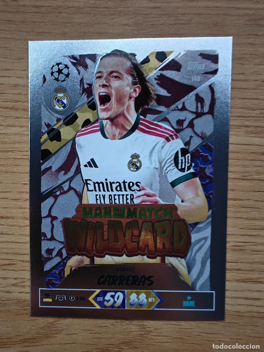 Coleccionismo deportivo: &Aacute;lvaro Carreras 149 Match Attax 26 27 Real Madrid Man of the Match Wildcard 2026 2027