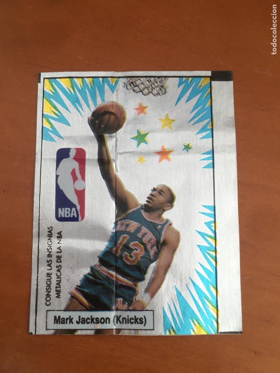 Coleccionismo deportivo: chicle insignias metalicas NBA mark jackson knicks cromo original nunca pegado