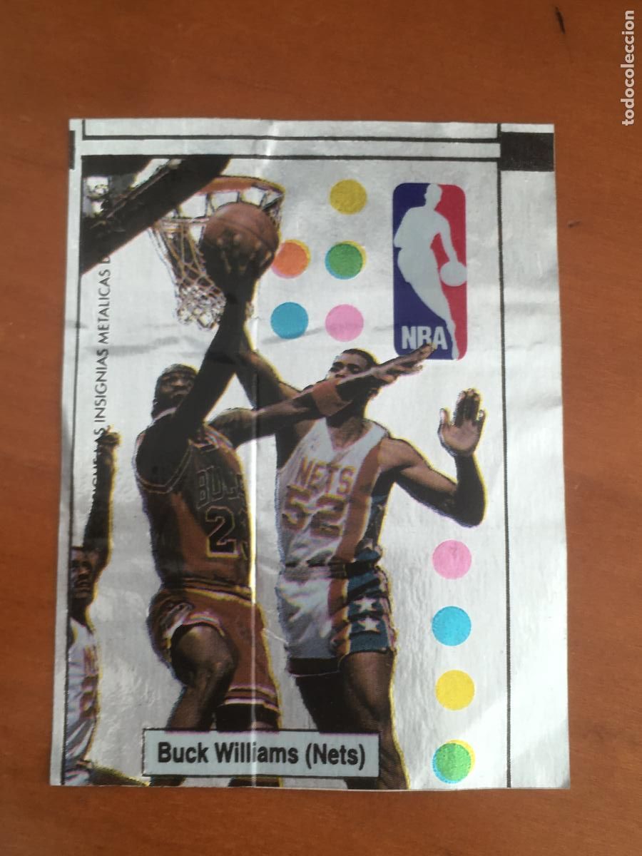 Coleccionismo deportivo: chicle insignias metalicas NBA buck williams nets cromo original nunca pegado
