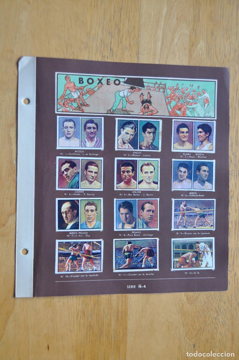 Coleccionismo deportivo: 2&ordm; ALBUM GALLINA BLANCA - HOJA BOXEO Y NATACI&Oacute;N FIGURAS - SERIE &Ntilde;-4 Y O4