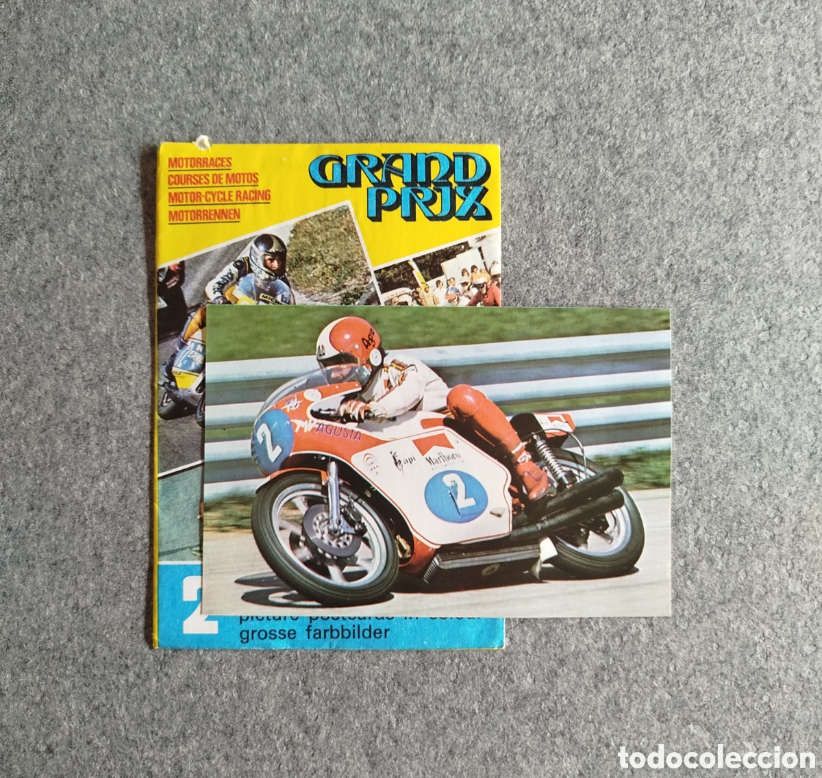 Coleccionismo deportivo: 1976 GIACOMO AGOSTINI POSTAL CROMO TARJETA CARD FHER FKS MOTOCICLISMO SUZUKI AGUSTA MOTORCYCLING