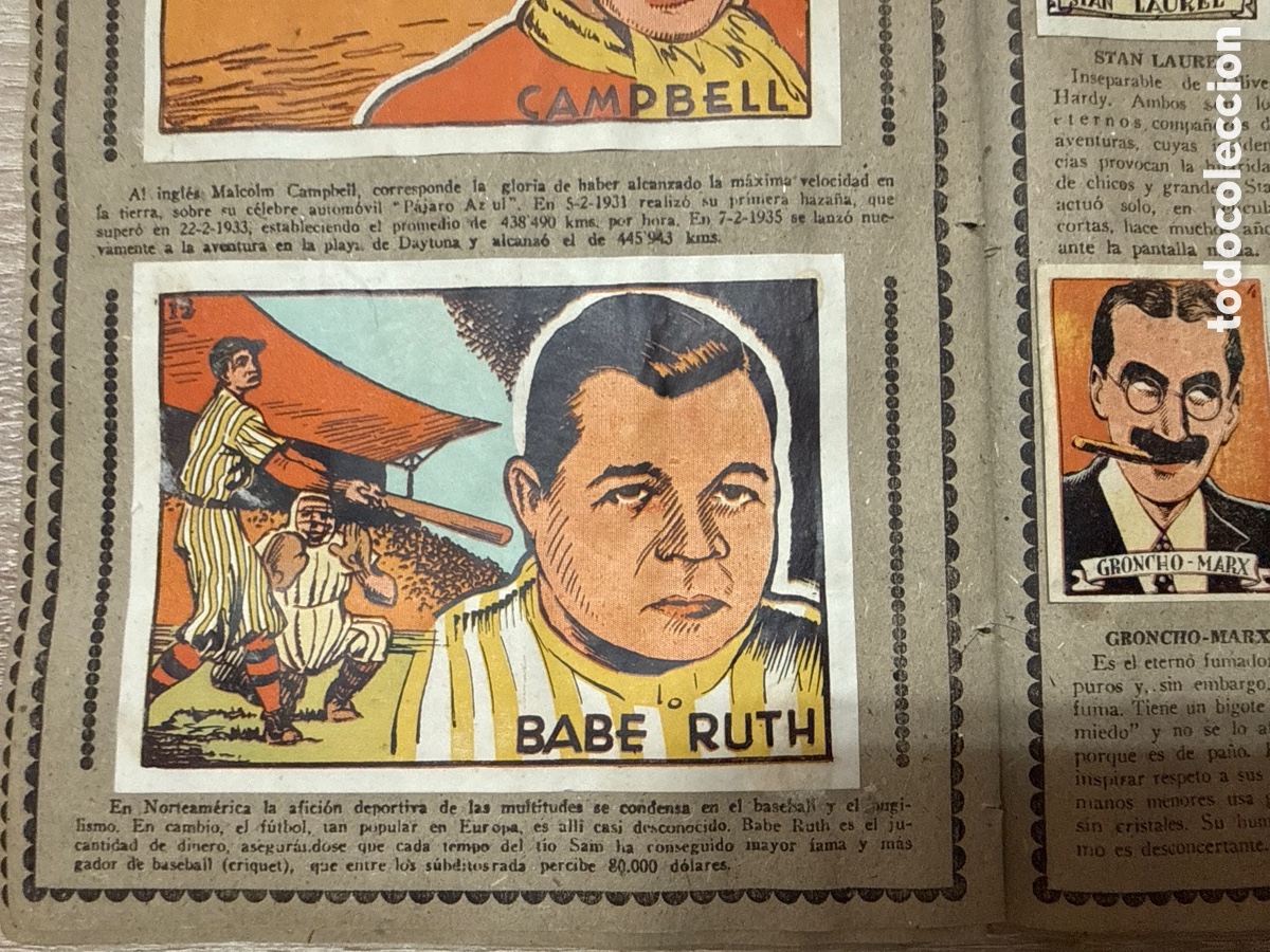 Coleccionismo deportivo: 1939 Babe Ruth &aacute;lbum completo Bruguera el gato negro