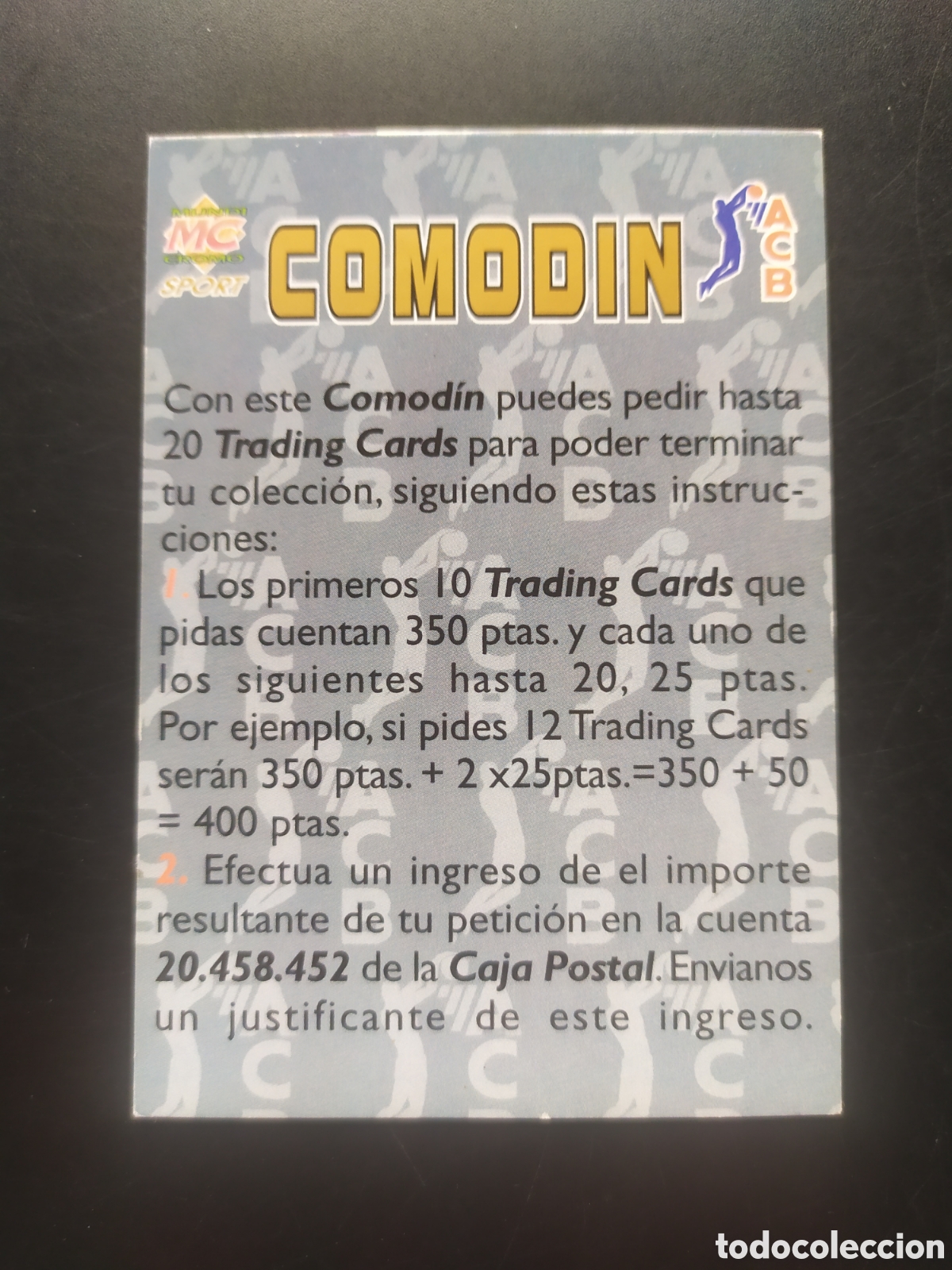 Colecionismo desportivo: LIGA ACB 96 Mundicromo sport comodin