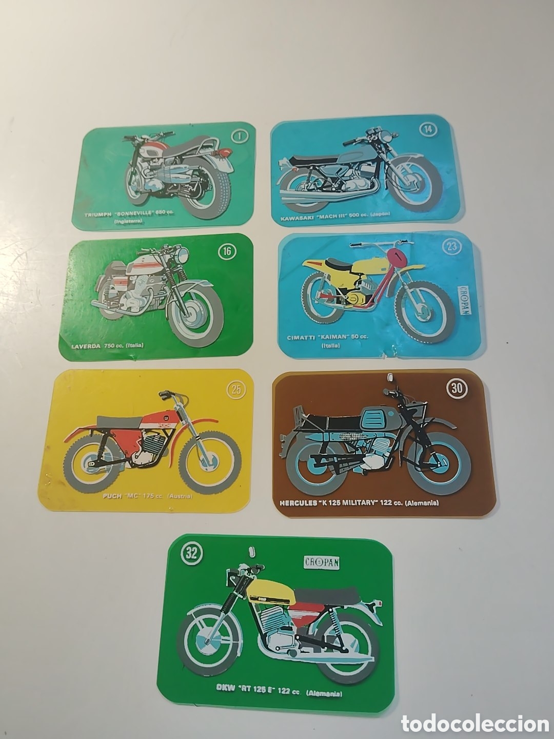 Colecionismo desportivo: 7 CROMOS CROPAN. MOTOS MODERNAS. A&Ntilde;OS 70.