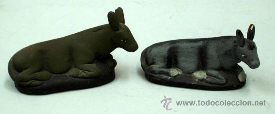 Figuras de Bel&eacute;n: Dos mulas mula Bel&eacute;n barro - Foto 1