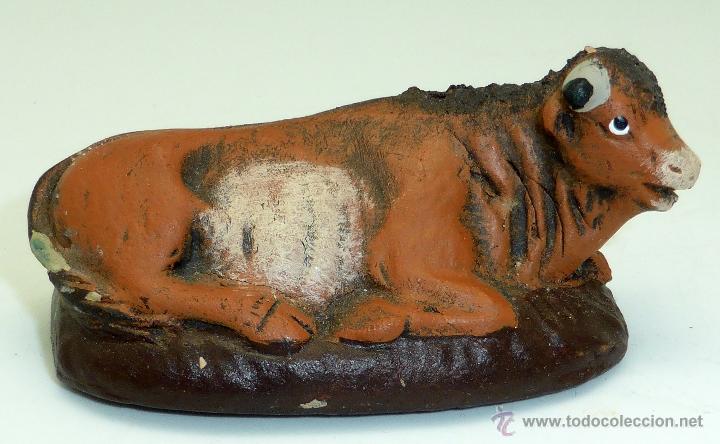 Figuras de Bel&eacute;n: Buey Bel&eacute;n Nacimiento barro cacharrer&iacute;a Murcia a&ntilde;os 50