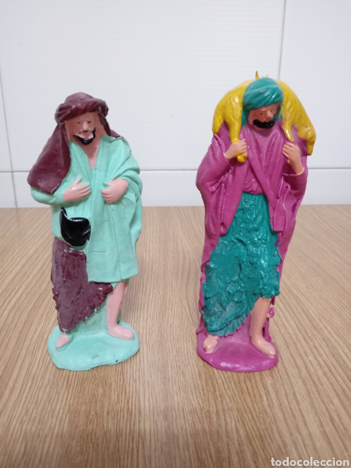 Figures of Bethlehem: Figuras antiguas de goma pastores pesebre