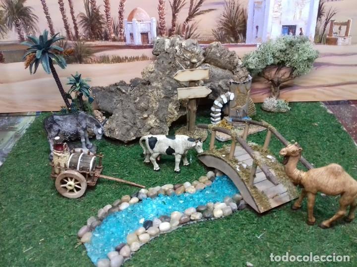 Figuras de Bel&eacute;n: Conjunto 8 piezas.Rio animales puente  Figuras belen
