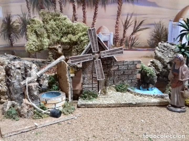Figuren f&uuml;r Weihnachtskrippen: Conjunto 3 piezas Molino Pozo Pastora. Figuras Belen
