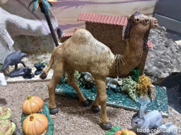 Figuren f&uuml;r Weihnachtskrippen: Conjunto 4 animales Camello Pavo Cabra. Figuras Belen