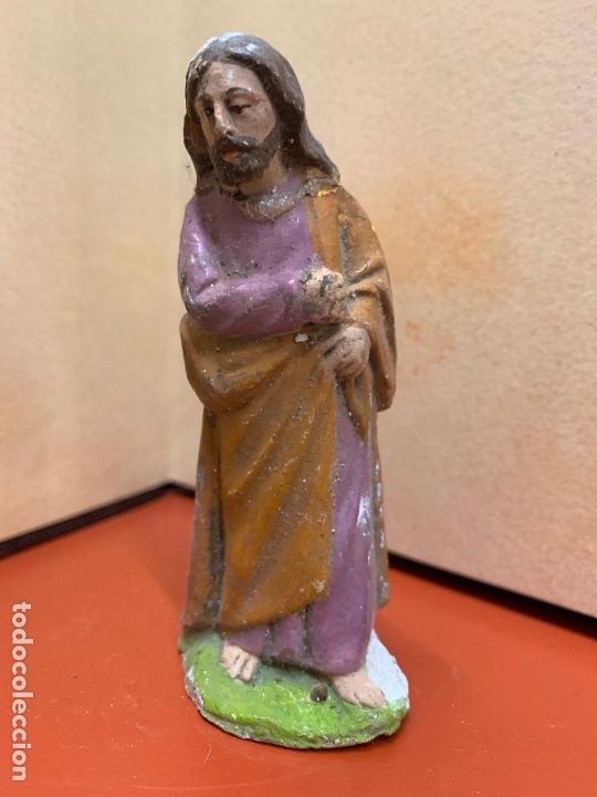 Figuras de Bel&eacute;n: Antiguo SAN JOSE, imagen de pesebre o nacimiento, en terracota, procede de Olot, 9,5cms