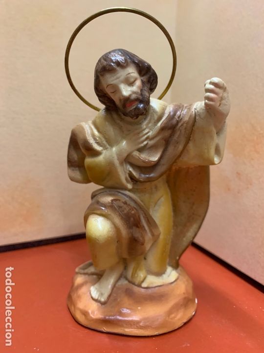 Figurines pour Cr&egrave;ches de No&euml;l: Antiguo SAN JOSE, imagen de pesebre o nacimiento, en yeso, procede de Olot, 11cms alto sin la corona