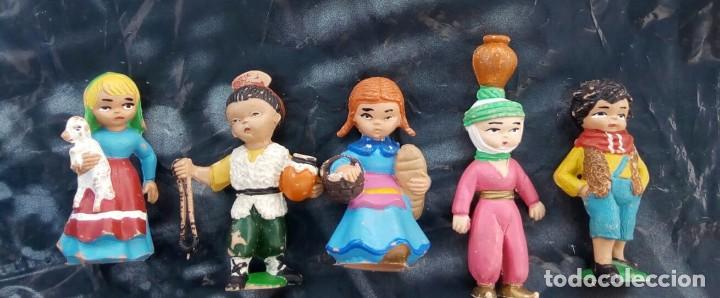 Figurines pour Cr&egrave;ches de No&euml;l: Lote 5 cabezones pastores .Tama&ntilde;o Grande . Desde 8 a 10,5 cm..