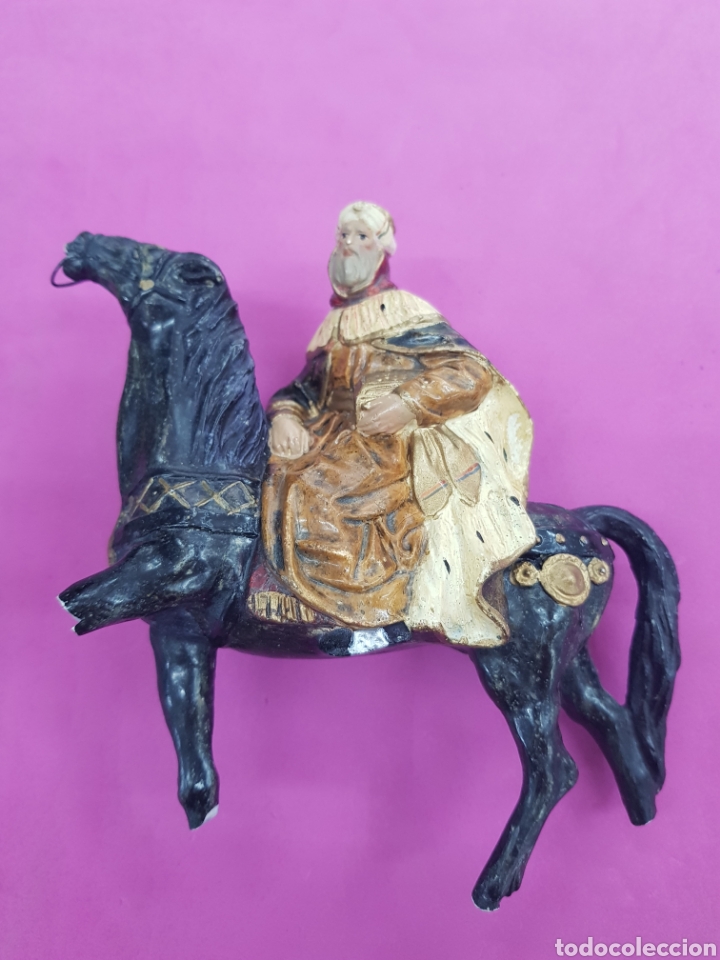 Figuras de Bel&eacute;n: Rey Mago a caballo antiguo - Foto 1