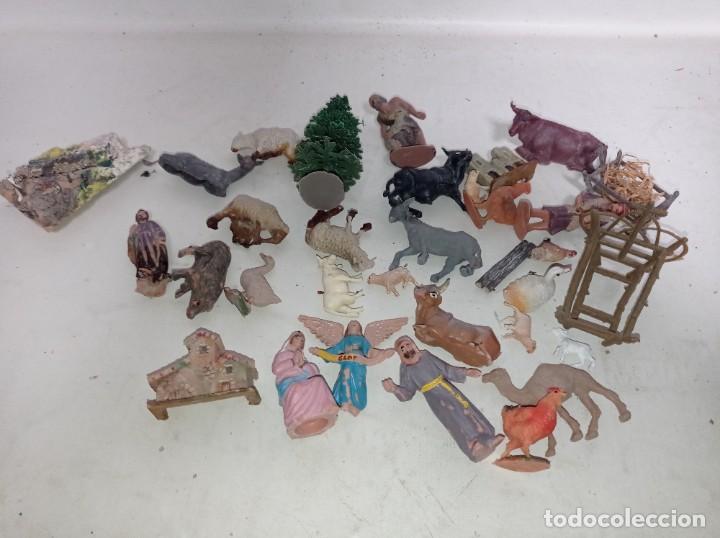 Figuras de Pres&eacute;pios: antiguas figuras de bel&eacute;n pl&aacute;stico a&ntilde;os 60 70 Original medidas fotografiadas