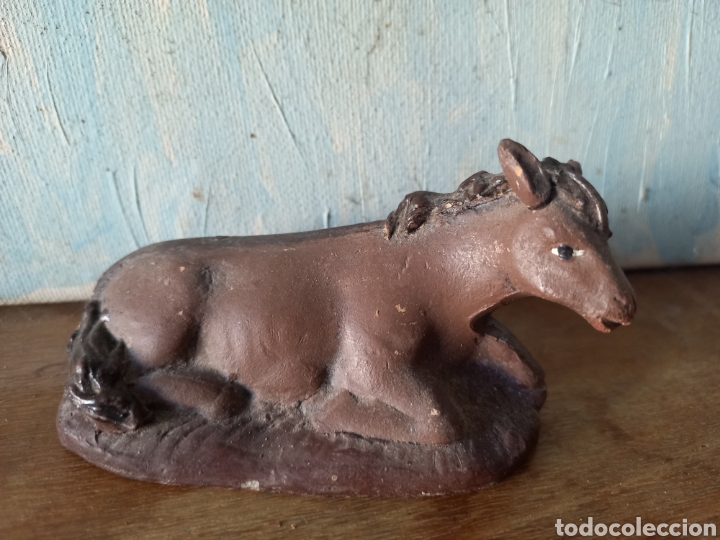 Figuren f&uuml;r Weihnachtskrippen: Burra de barro para nacimiento Belen firmado sello Serrano Murcia