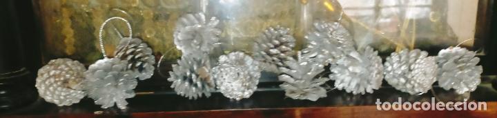 Statuine di Presepe: Decoraci&oacute;n navide&ntilde;a 12 pi&ntilde;as naturales plateadas y purpurina para &aacute;rbol de Navidad Bel&eacute;n nacimiento