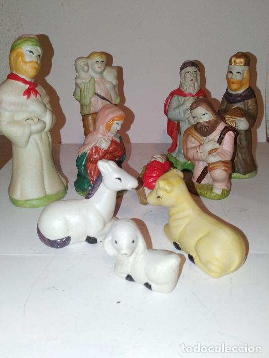 Figurines pour Cr&egrave;ches de No&euml;l: 10 figuras Belen pesebre en biscuit Virgen san Jose Ni&ntilde;o Jes&uacute;s buey..