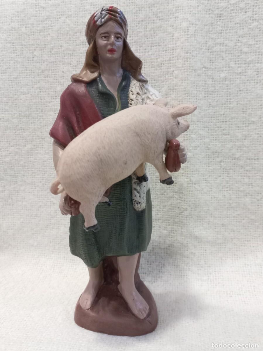 Figuras de Bel&eacute;n: PASTOR (barro-21cm) &uml;SERRANO&uml; cerdo - Foto 1