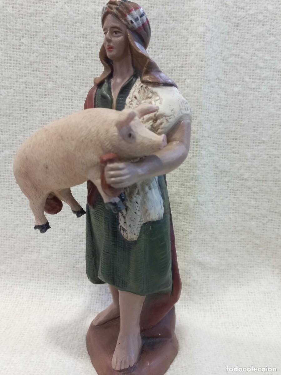 Figuras de Bel&eacute;n: PASTOR (barro-21cm) &uml;SERRANO&uml; cerdo - Foto 2