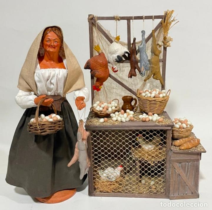 Figuras de Pres&eacute;pios: Santon de Provence - Casa Jouglas - vendedora de conejos, gallinas y huevos
