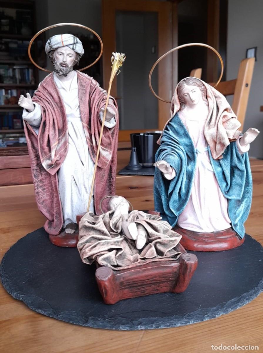 Figuras de Bel&eacute;n: Figuras BELEN San Jos&eacute;, Mar&iacute;a y Ni&ntilde;o Jes&uacute;s Grandes en RESINA ENTELADA Artesan&iacute;a SERRANO / Murcia