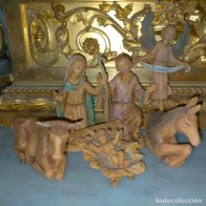 Figuras de Belén: ANTIGUO PORTAL DE BELEN NACIMIENTO ITALIANO PLASTICO DURO VIRGEN SAN JOSE NIÑO JESUS MULA BUEY ANGEL