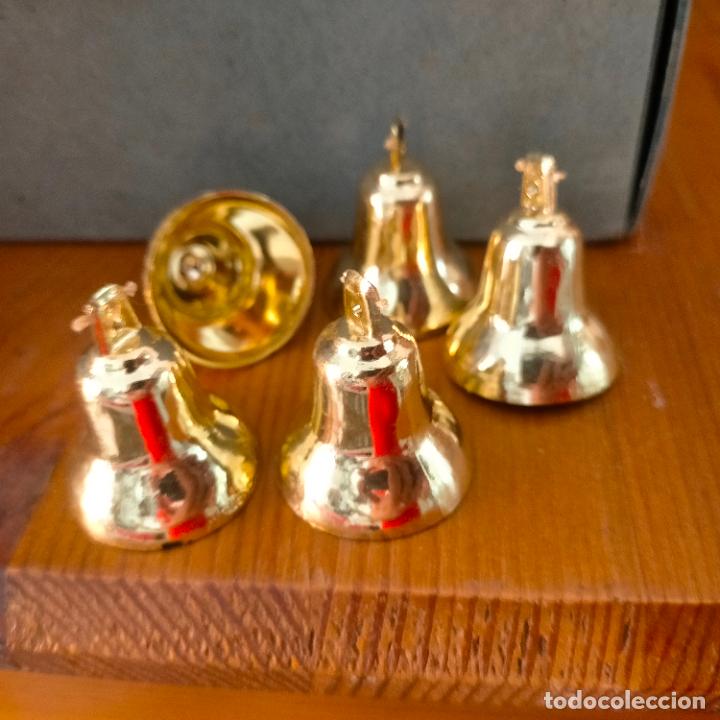 Figuren f&uuml;r Weihnachtskrippen: 5 CAMPANAS DORADAS DE NAVIDAD DECORACION NAVIDE&Ntilde;A PARA ARBOL O PORTAL DE BELEN