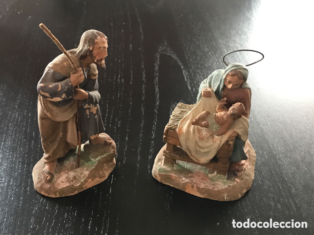 2 viejas figuras de escayola de jesús y la virg - Compra venta en  todocoleccion