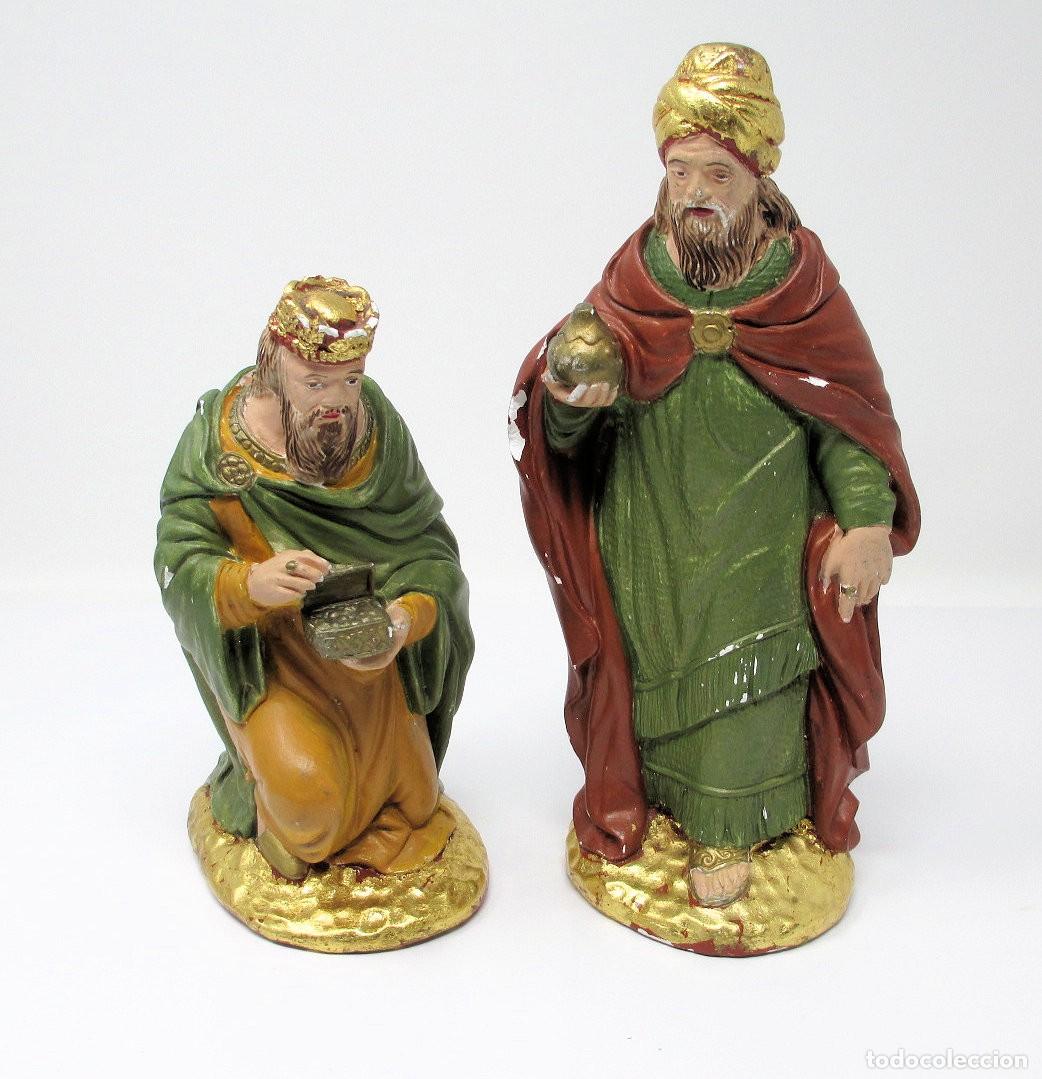 Figuren f&uuml;r Weihnachtskrippen: Dos figuras de los Reyes Magos (para Restaurar algunas peque&ntilde;as partes) de 18 y 22 cm de alto
