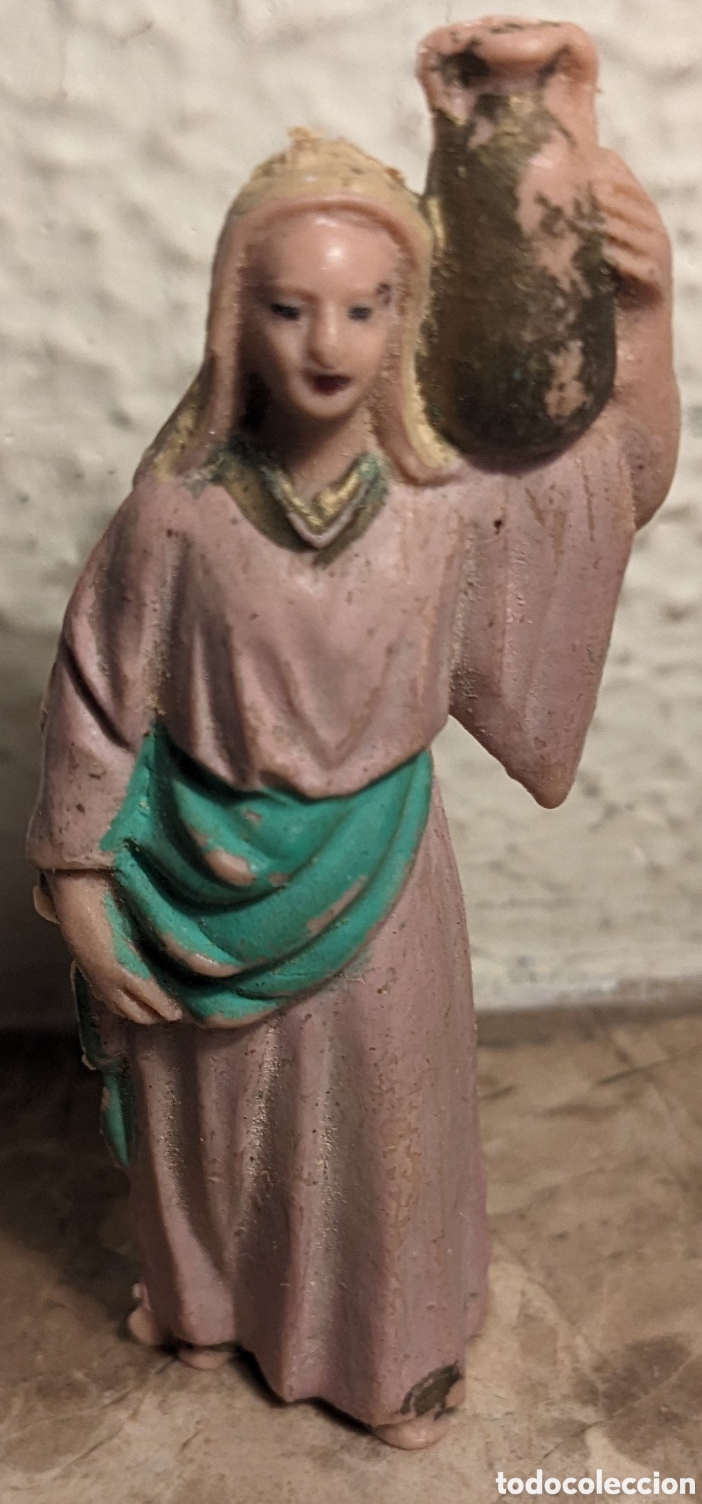 Figuras de Pres&eacute;pios: samaritana c&aacute;ntaro 7,5 cm Bel&eacute;n Oliver pech pesebre a&ntilde;os 70