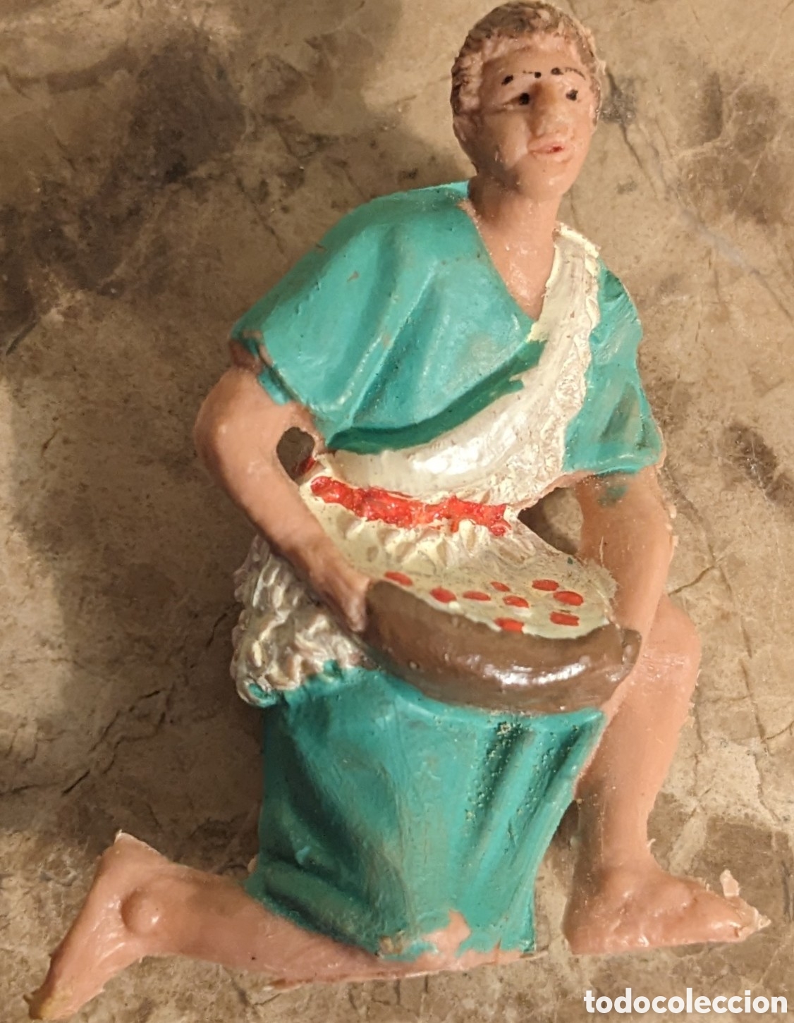 Figuras de Pres&eacute;pios: ANTIGUAS FIGURA BEL&Eacute;N NACIMIENTO pastor adorando 7 cm PECH OLIVER PUIG MIRETE A&Ntilde;Os 70