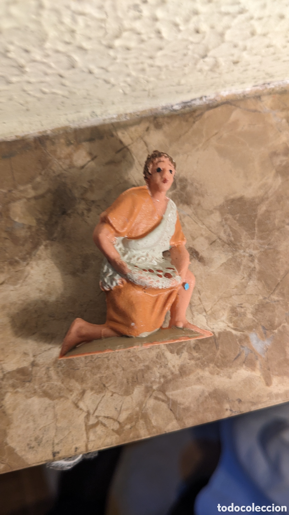 Figuras de Pres&eacute;pios: ANTIGUAS FIGURA BEL&Eacute;N NACIMIENTO pastor adorando 7 cm PECH OLIVER PUIG MIRETE A&Ntilde;Os 70