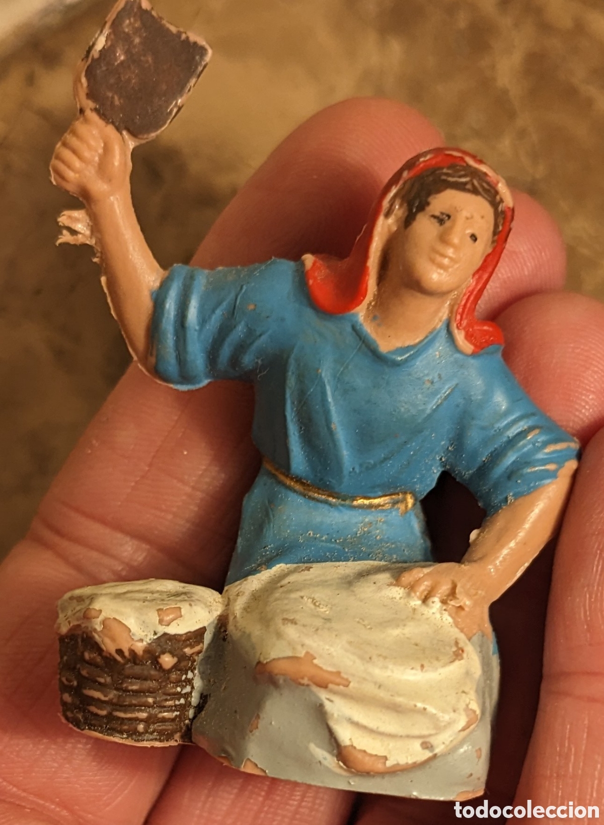 Figuras de Pres&eacute;pios: ANTIGUAS FIGURA BEL&Eacute;N NACIMIENTO lavandera para 7 cm PECH OLIVER PUIG MIRETE A&Ntilde;Os 70