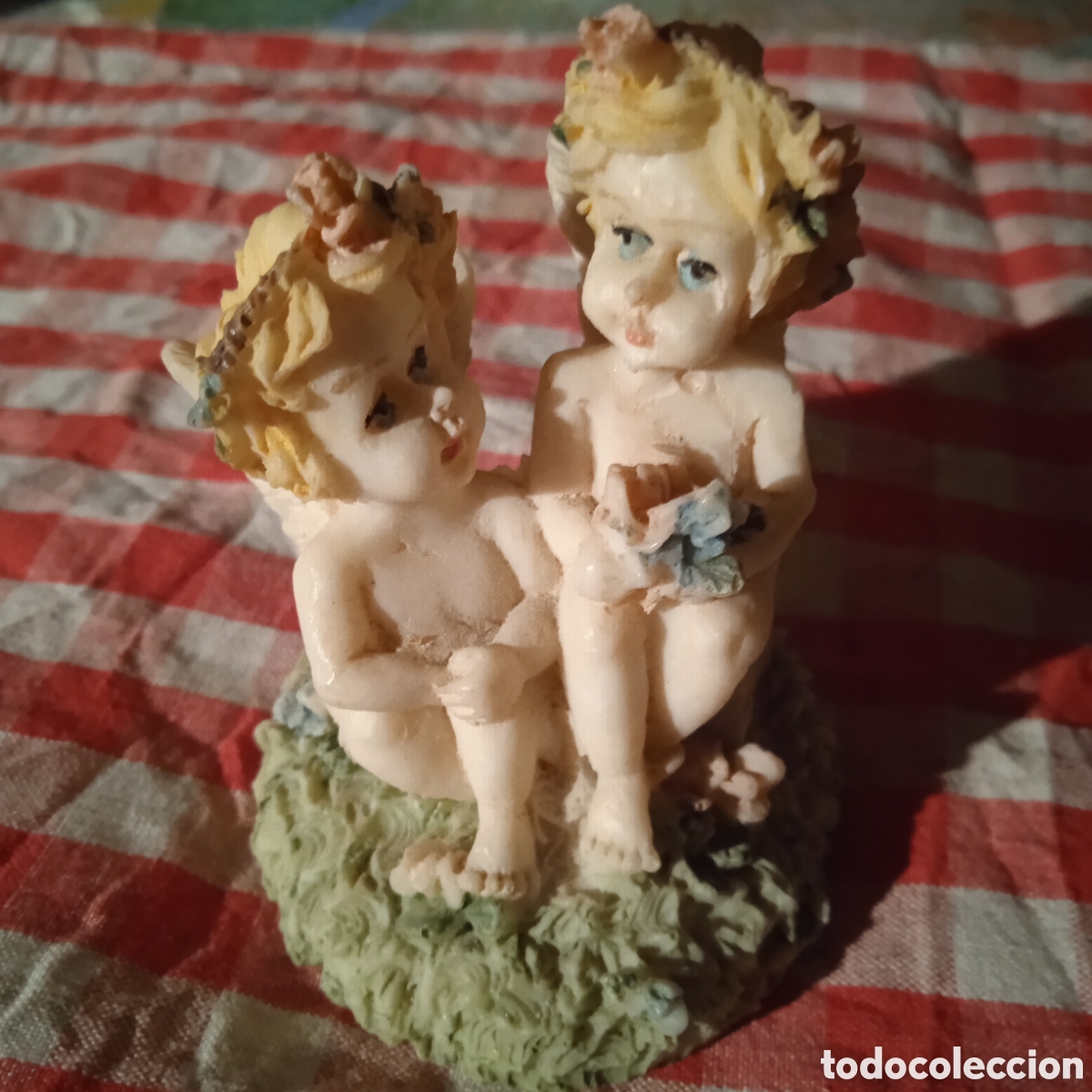 Figuras de Bel&eacute;n: Pareja de querubines,7 cm, marmolina - Foto 1