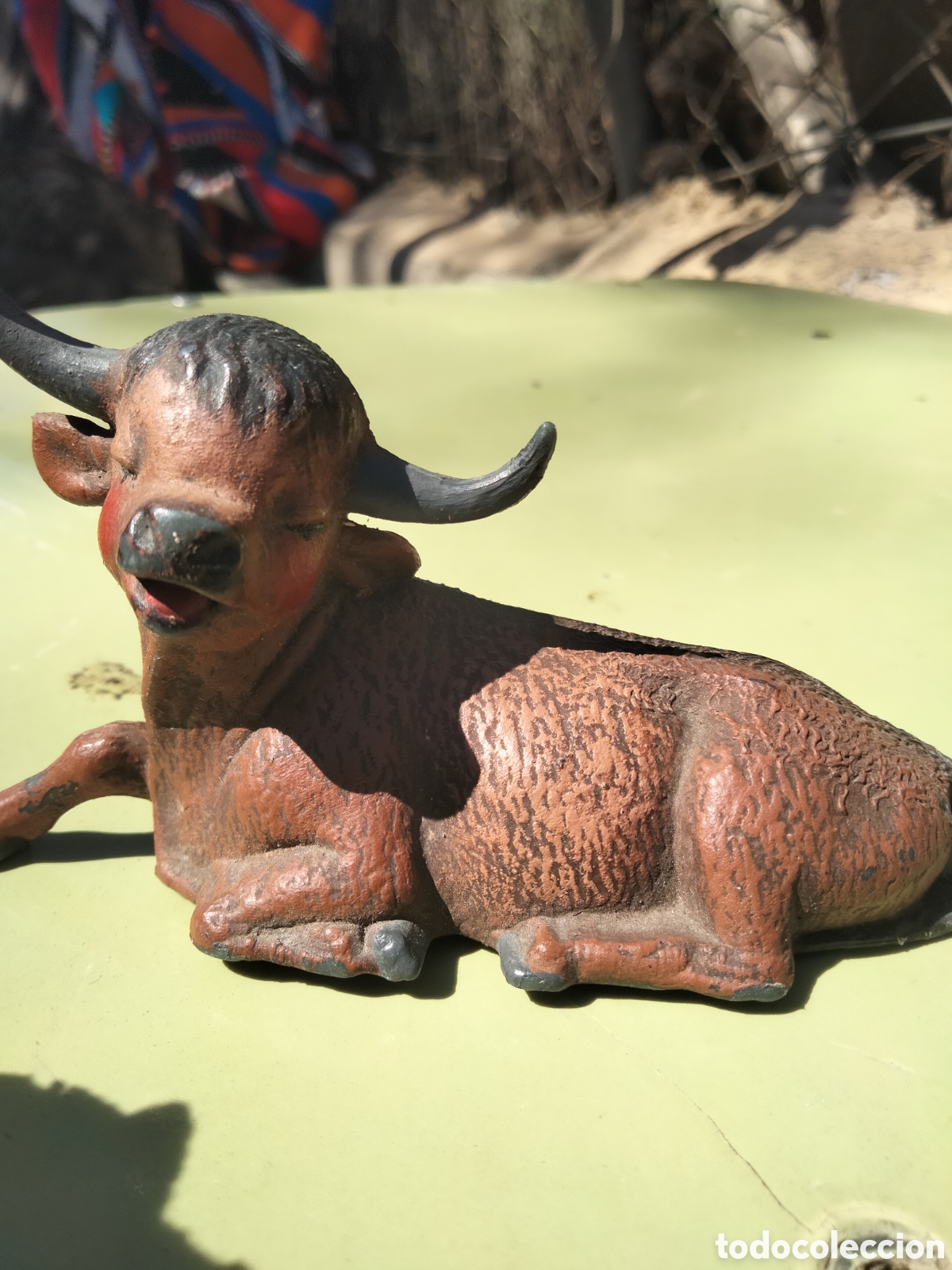 Figuren f&uuml;r Weihnachtskrippen: Figura Buey mula Bel&eacute;n Nacimiento de la serie cabezones estilizada Mirete a&ntilde;os 70