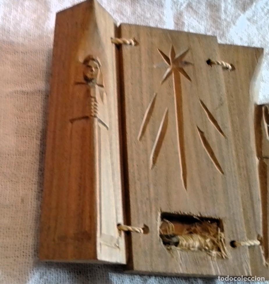 Figuras de Bel&eacute;n: Tr&iacute;ptico de Bel&eacute;n tallado en madera - Foto 2
