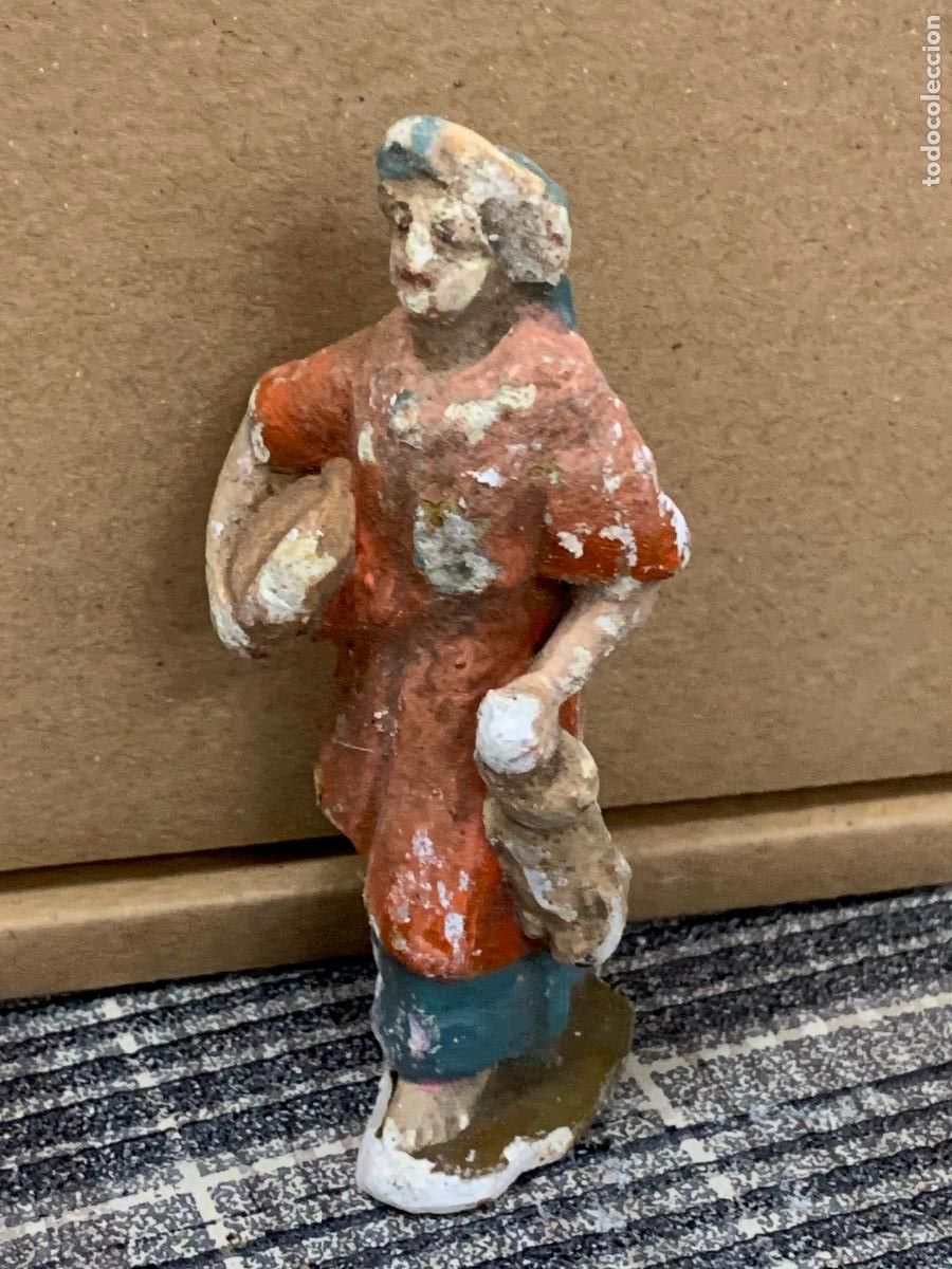 Statuine di Presepe: Antiguo Pastora , para belen o pesebre. De Olot. En yeso o estuco. 8,5 cms alto