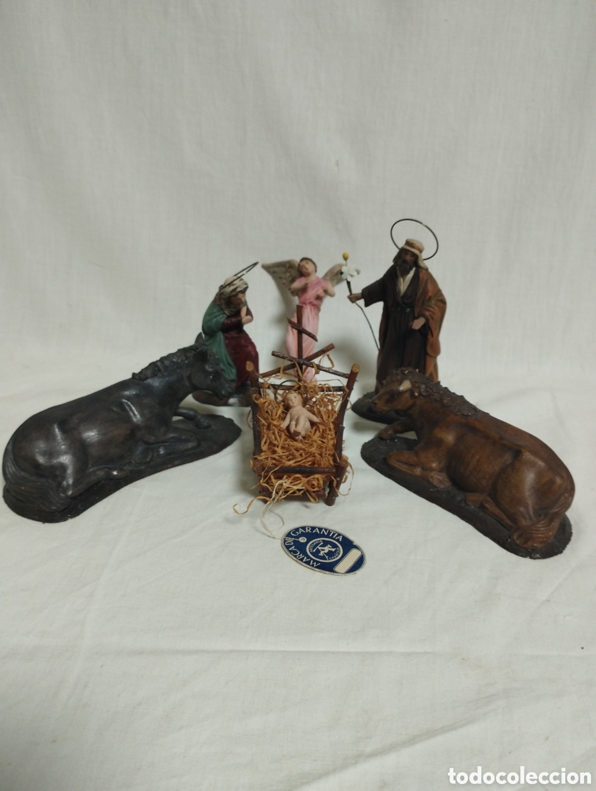 Figuras de Bel&eacute;n: COMPLETO NACIMENTO PESEBRE BELEN, ORTIGAS MURCIA, 7 PIEZAS , BARRO TERRACOTA, MEDIDA SAN JOSE 12 CM