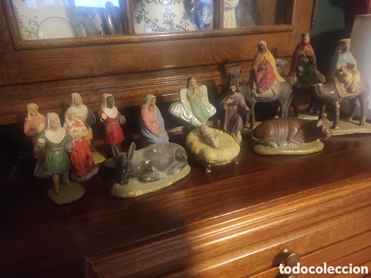 Figurines pour Cr&egrave;ches de No&euml;l: Nacimiento bel&eacute;n de barro muy antiguo.leer descripci&oacute;n.