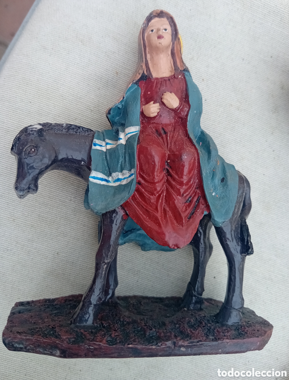 Figuren f&uuml;r Weihnachtskrippen: figura belen terracota mujer virgen Maria burro