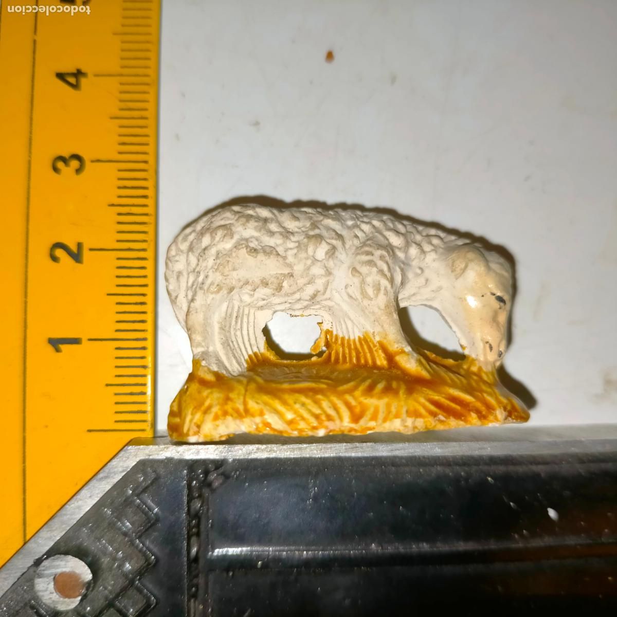 Figurines pour Cr&egrave;ches de No&euml;l: ANTIGUA FIGURA DE PORTAL DE BELEN BARRO BLANCO PINTADA A MANO OVEJA