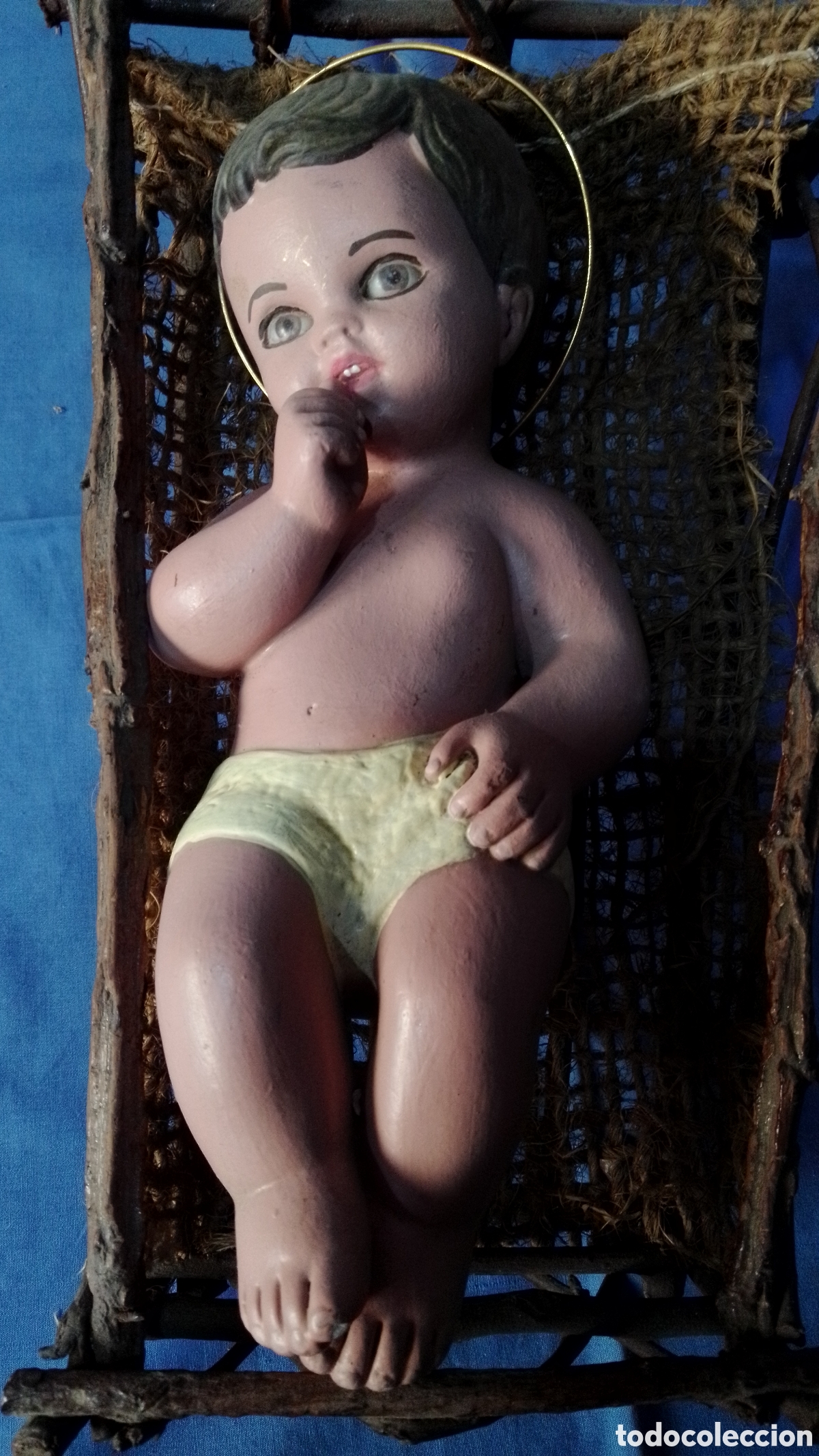Figuras de Bel&eacute;n: Ni&ntilde;o Jesus con cuna madera - Foto 4