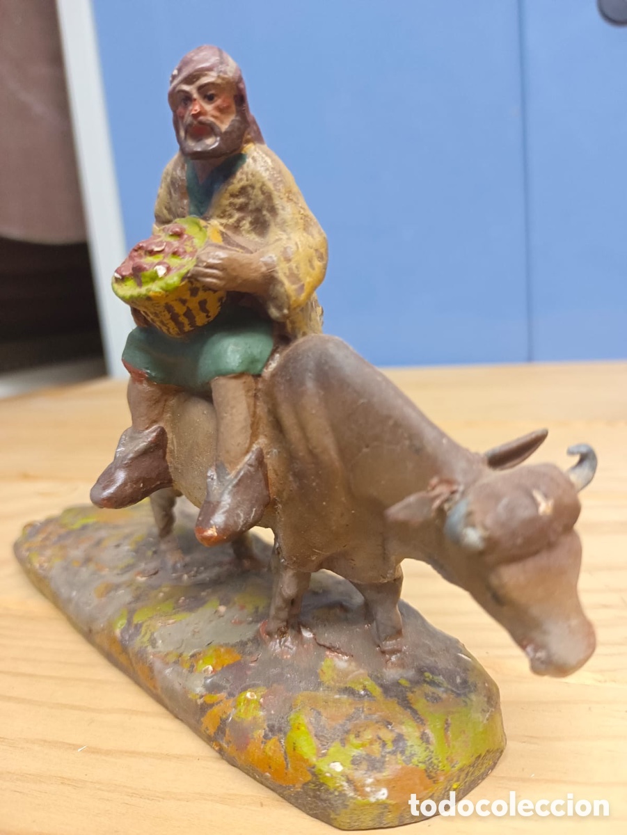 Statuine di Presepe: Pastor con buey Olot