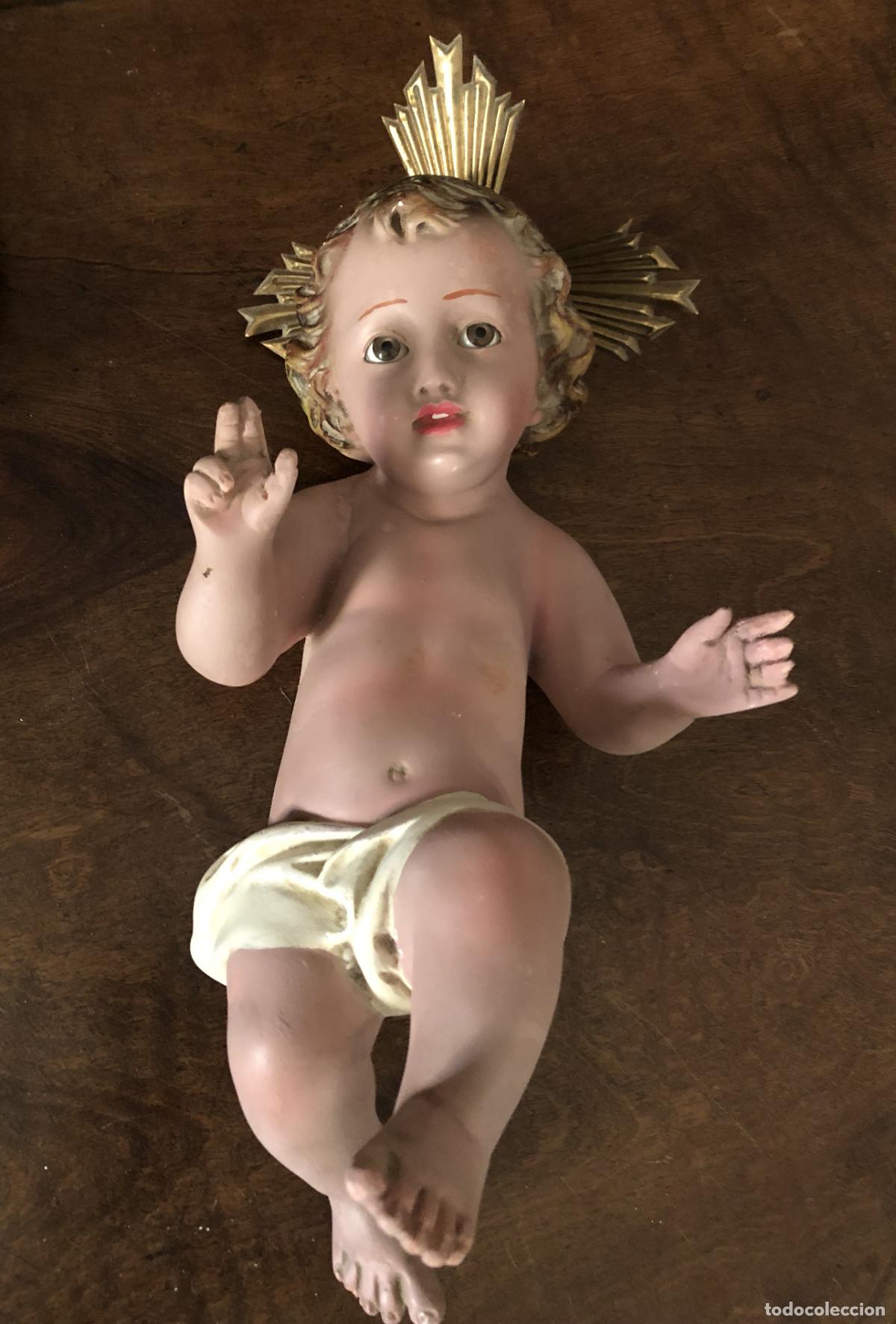 Figuras de Bel&eacute;n: 37 cm &middot; Antiguo Ni&ntilde;o Jes&uacute;s Nacimiento &bull; Estuco policromado Ojos Cristal &middot; Pesebre Natividad Belen