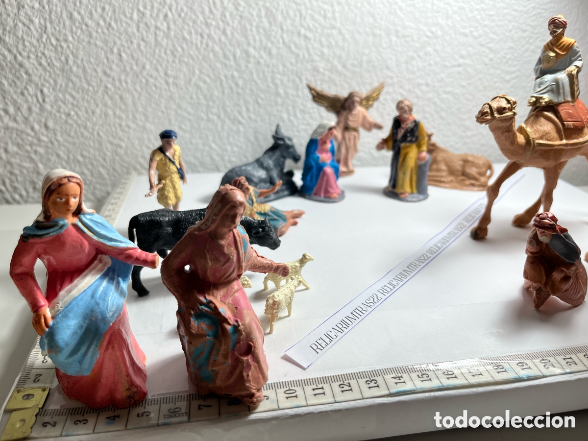 Figuras de Bel&eacute;n: Bel&eacute;n de pl&aacute;stico antiguo completo - Foto 3