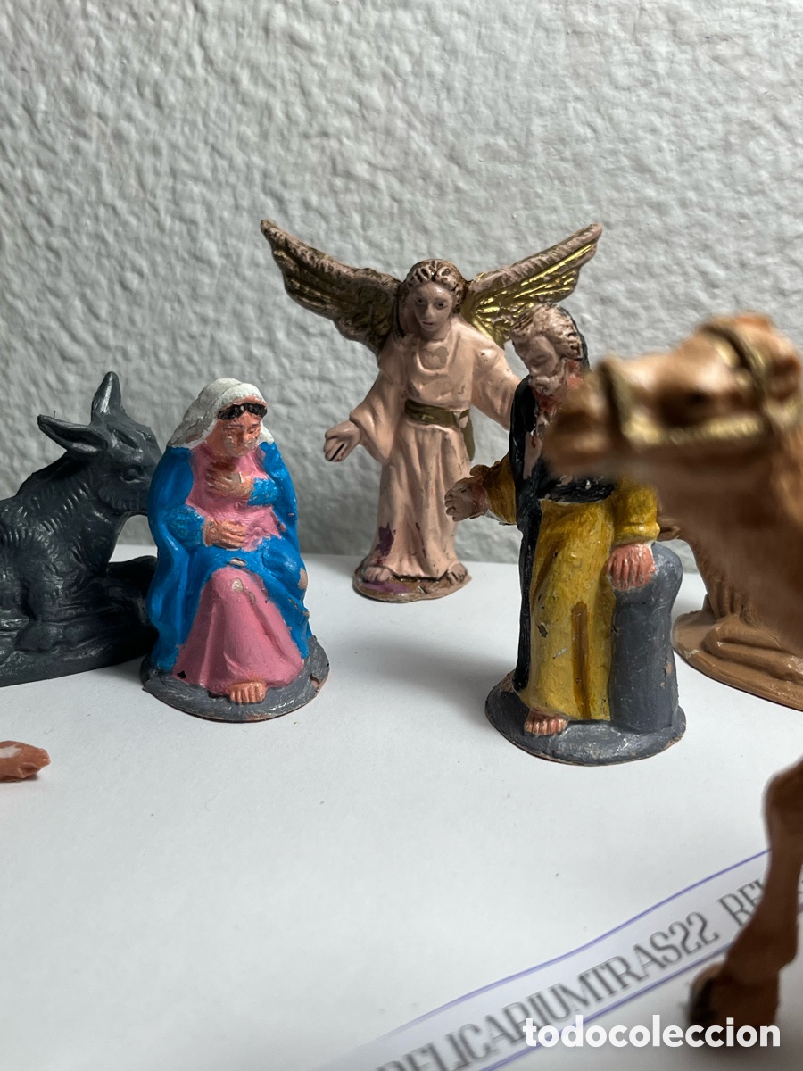 Figuras de Bel&eacute;n: Bel&eacute;n de pl&aacute;stico antiguo completo - Foto 4
