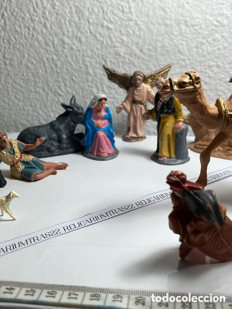 Figuras de Bel&eacute;n: Bel&eacute;n de pl&aacute;stico antiguo completo - Foto 5
