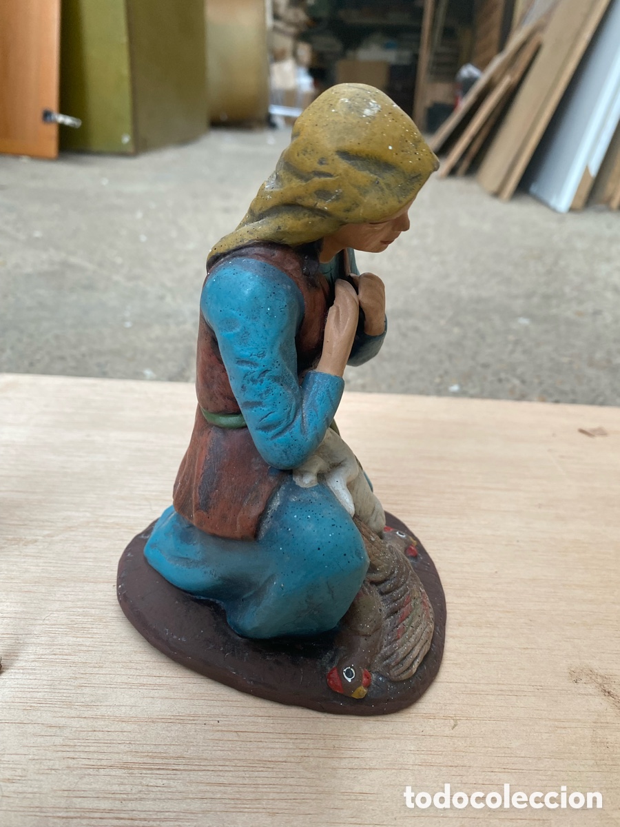 Figuras de Bel&eacute;n: Pastor de pasta - madera. Con tr&iacute;pode cazuela. - Foto 5